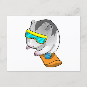 Carte Postale Hamster Snowboard Snowboard