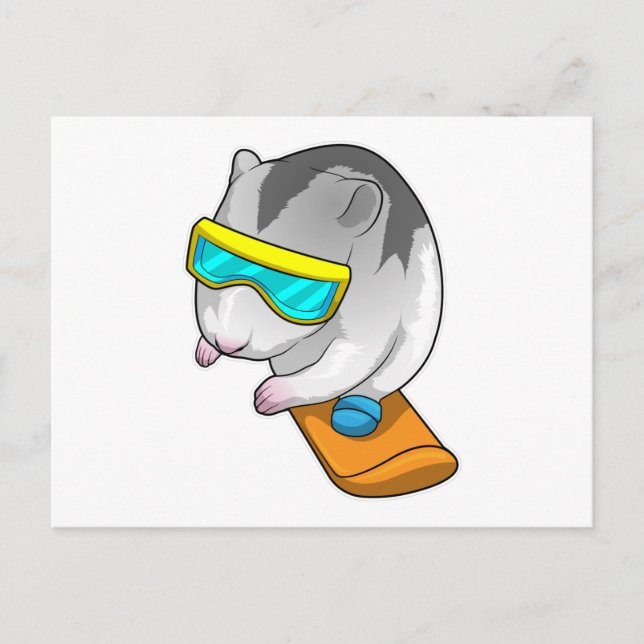 Carte Postale Hamster Snowboardeur Snowboard (Devant)