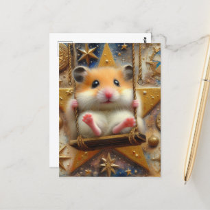 Carte Postale Hamster sur une étoile pivotante