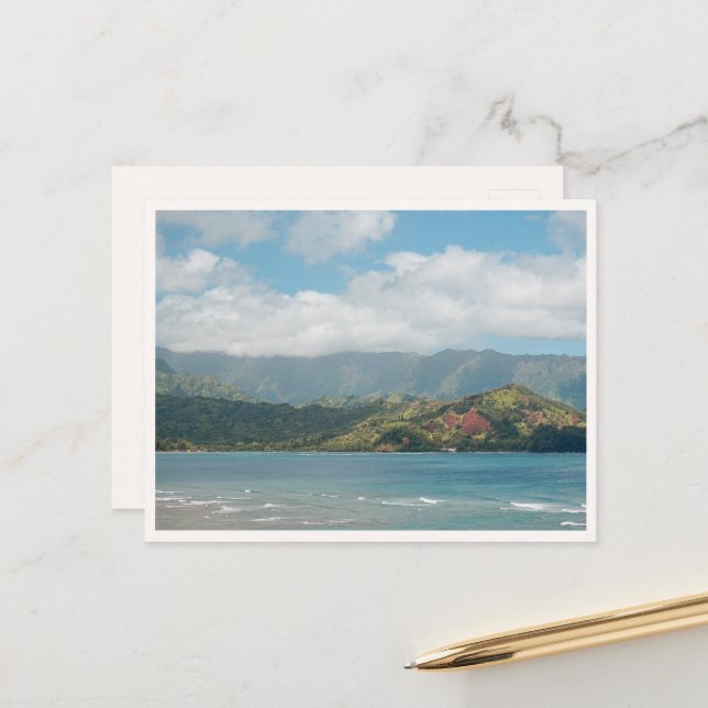 Carte Postale Hanalei Bay Hawaii Princeville View Blank (Devant/Arrière en situation)