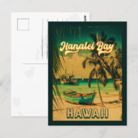 Hanalei Bay Hawaii Vintage Palmiers Souvenir 60s