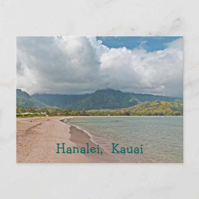 carte postale, "HANALEI BEACH, KAUAI" (Devant)