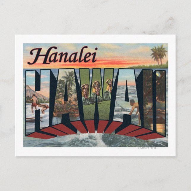 Carte Postale Hanalei, Hawaï - Grandes scènes de lettres (Devant)