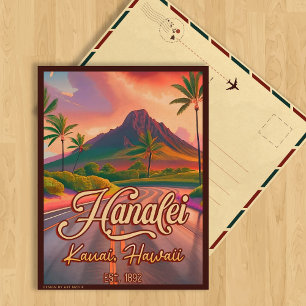 Carte Postale Hanalei Kauai Hawaii Retro Volcano Road années 195