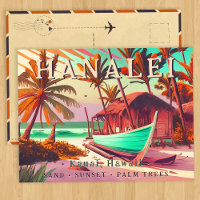 Hanalei Kauai Hawaii soleil couchant tropical palm
