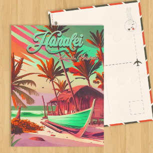 Carte Postale Hanalei Kauai Hawaii soleil couchant tropical palm