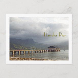 carte postale, "HANALEI PIER AVEC NUAGES SURPOIDS"