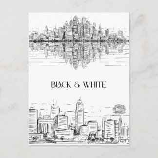 Carte Postale Hand Drawn City Line Art Skyline | Monochrome