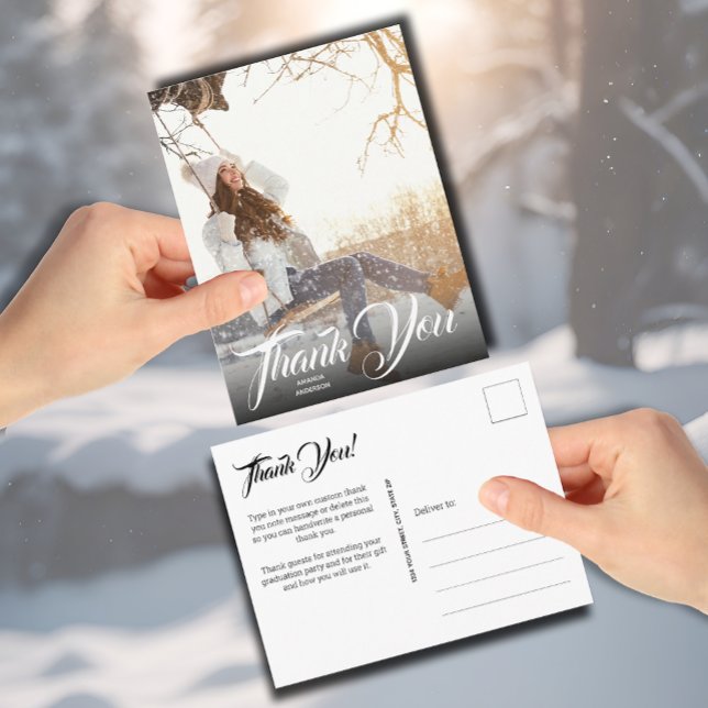 Carte Postale Hand Lettering Photo Graduation Thank You Postcard (Créateur téléchargé)