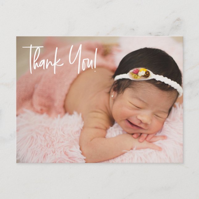 Carte Postale Handletteringbaby girl shower photo merci (Devant)