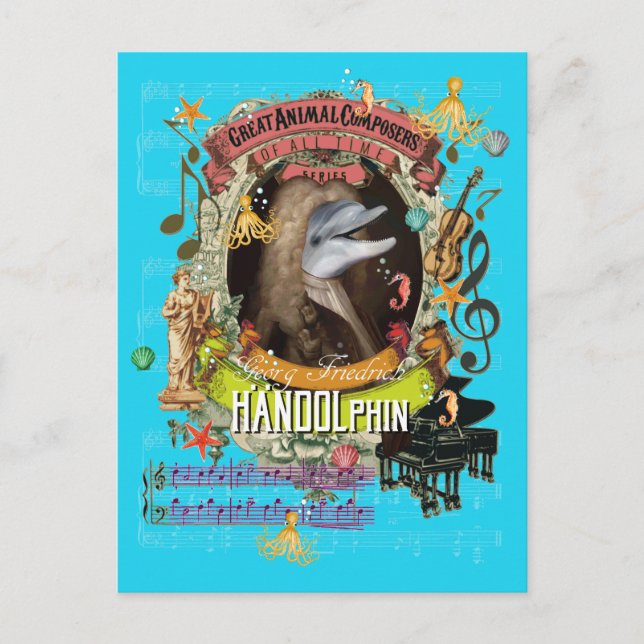 Carte Postale Handolphin Funny Dolphin Animal Composer Handel (Devant)