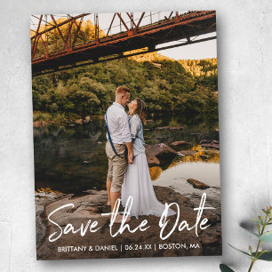 Carte Postale Handwritten Script Couple Photo Save the Date