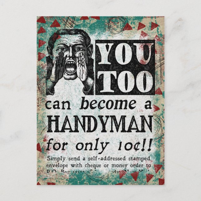 Carte Postale Handyman - Funny Vintage Retro (Devant)
