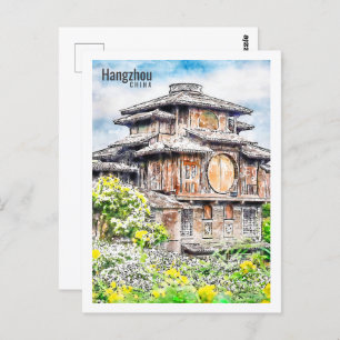 Carte Postale Hangzhou Chine Travel Place Aquarelle