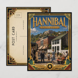 Carte Postale Hannibal Missouri Art Déco vintage de l'âge d'or