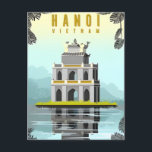 Carte Postale Hanoï, Vietnam Vintage voyage tourisme rétro<br><div class="desc">vintage,  rétro,  voyage,  moderne,  aquarelle,  Hanoï,  Vietnam,  tourisme, </div>
