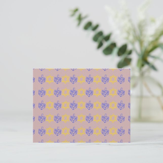 Carte Postale Hanoukka Dreidels + Stars (Debout devant)
