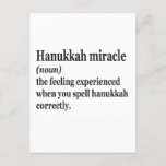 Carte Postale Hanoukka Miracle Funny Chanukah Juif Définition<br><div class="desc">Hanoukka,  juif,  juif,  chanoukah,  dreidel,  cadeau,  anniversaire,  super,  noël,  menorah</div>