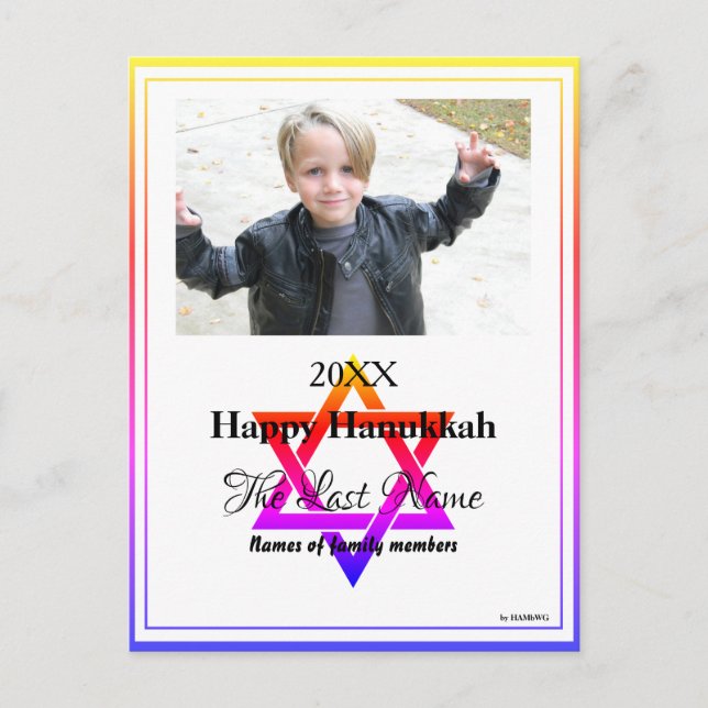 Carte postale Hanoukka Rainbow Trimmed Menorah (Devant)