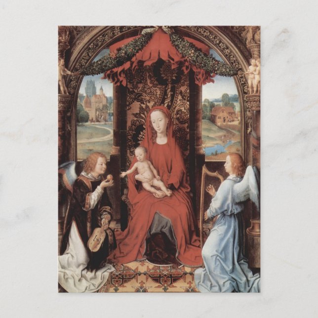 Carte Postale Hans Memling-Madonna, Enfant Throné d'Anges (Devant)