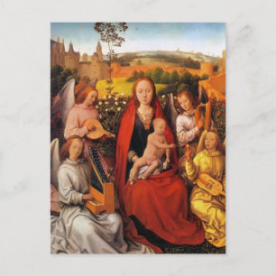 Carte Postale Hans Memling : Vierge et enfant avec anges musicie