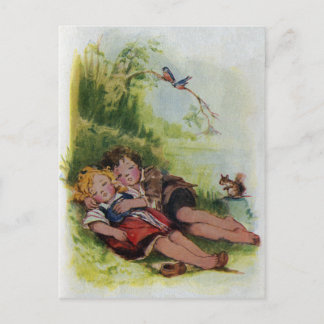 Carte Postale Hansel et Gretel Dormir dans les bois
