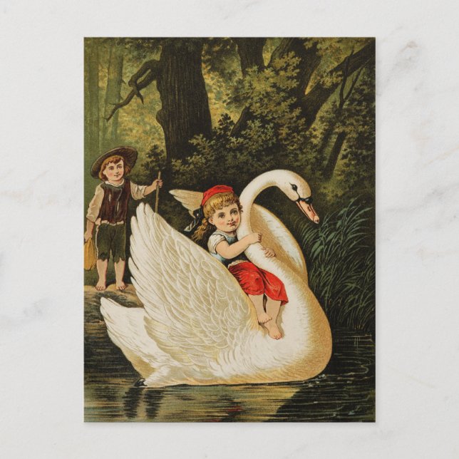 Carte Postale Hansel et Gretel et le Swan (Devant)