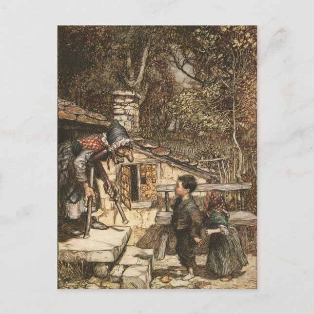 Carte Postale Hansel et Gretel rencontrent la sorcière (Devant)