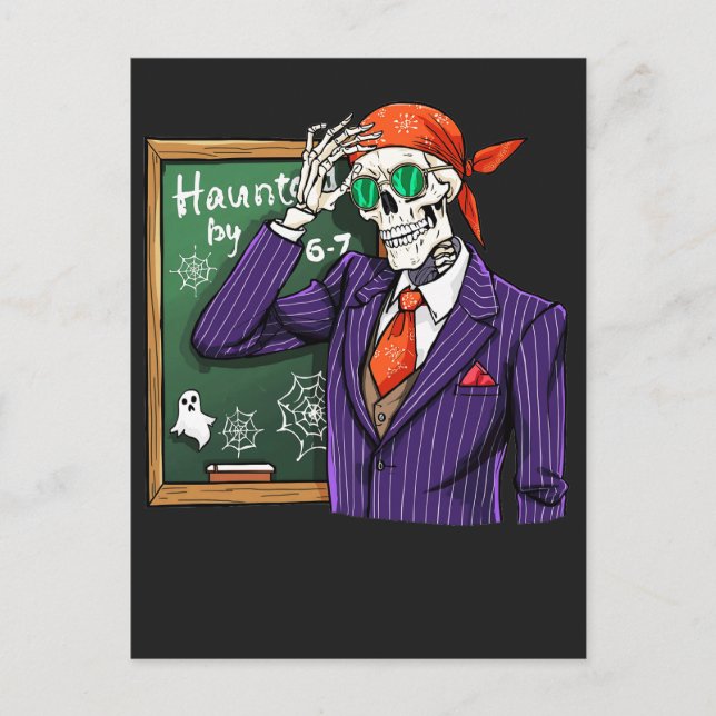 Carte Postale Hanté par 6-7 Prof de maths drôle pour Halloween | (Devant)