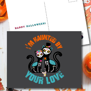 Carte Postale Hanté par votre amour Sugar Skull Cats
