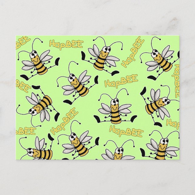 Carte Postale HapBEE Bee Collage Anniversaire (Devant)