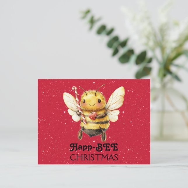 Carte Postale Happ-BEE Christmas  Bee (Debout devant)