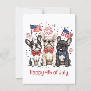 Carte Postale Happy 4 juillet Bulldogs français