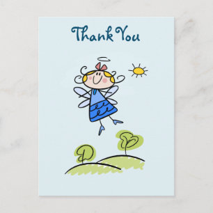 Carte Postale Happy Angel Fairy Jumping et Merci de danse