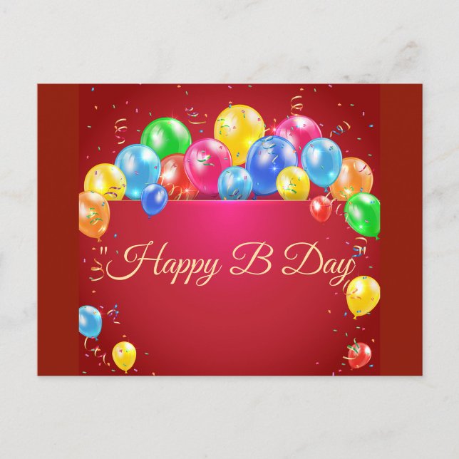 Carte Postale Happy B Day Balloon Postcard  (A vibrant way to say "Happy B Day"!)