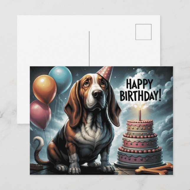 Carte Postale Happy Birthday 2026 Postcards Dog -2 (Devant / Derrière)