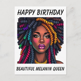 Carte Postale Happy Birthday black melanin woman birthday card