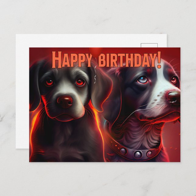 Carte Postale Happy birthday!  Dog  (Devant / Derrière)