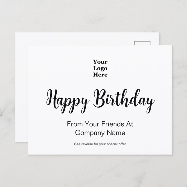 Carte Postale Happy Birthday From Business Logo Special Offer (Devant / Derrière)