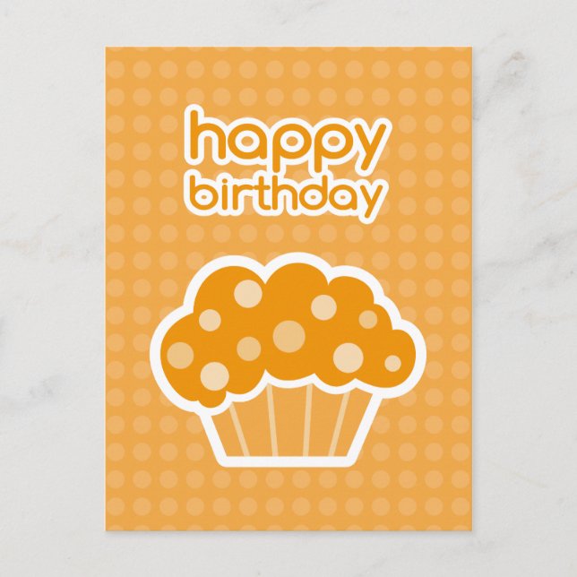 Carte Postale happy birthday orange cupcake post- (Devant)