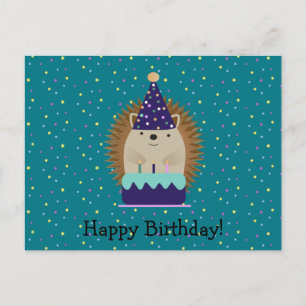 Carte postale Happy Birthday Party Hedgehog