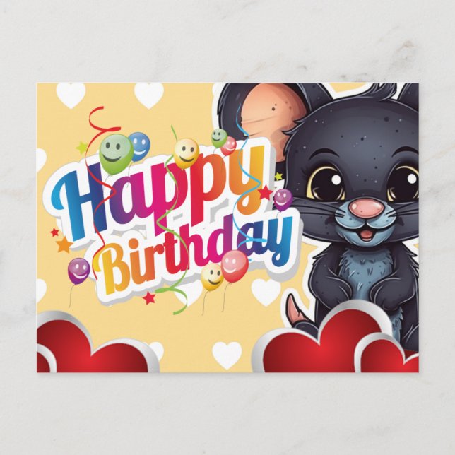 Carte Postale Happy birthday! souris (Devant)