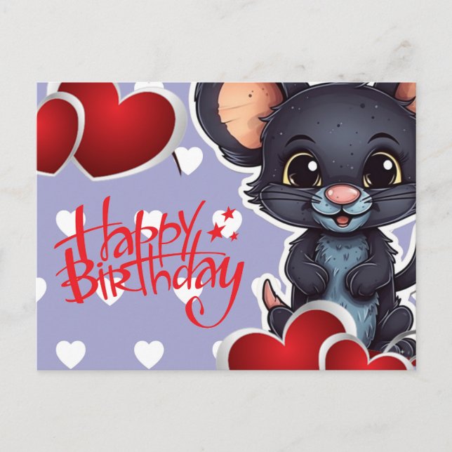 Carte Postale Happy birthday! souris (Devant)