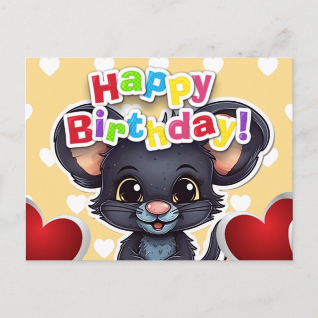 Carte Postale Happy birthday! souris (Devant)