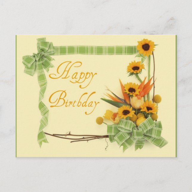 Carte Postale Happy Birthday with Ribbons (Devant)