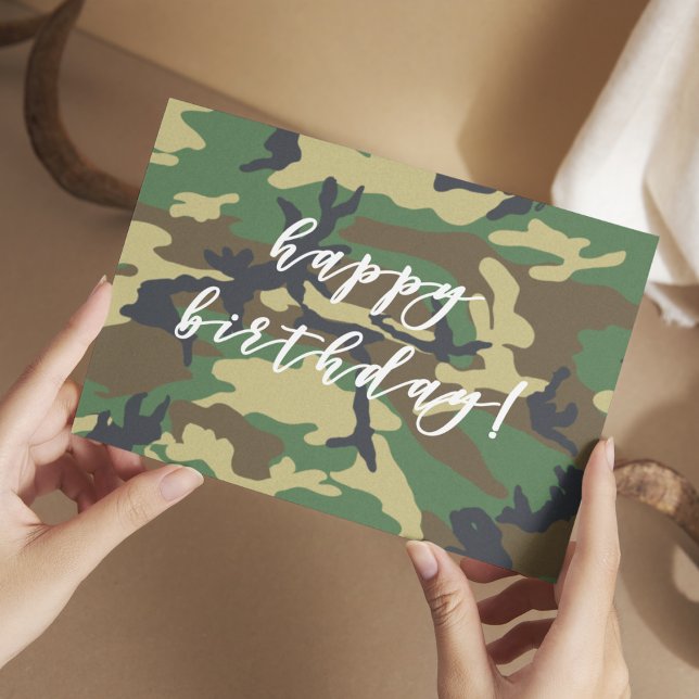 Carte Postale Happy Birthday Woodland Militairy Camo Imprimer (Créateur téléchargé)