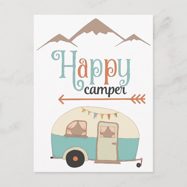 Carte Postale Happy Camper Cute Retro RV (Devant)