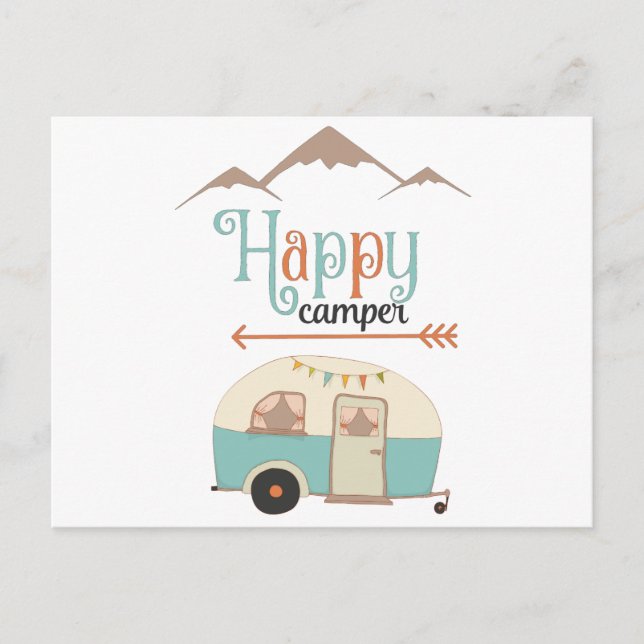 Carte Postale Happy Camper Cute Retro RV (Devant)