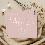 Carte Postale Happy Camper Merci<br><div class="desc">Voici notre magnifique baby shower "Happy Camper", parfait pour célébrer l'arrivée de votre petit. Ce design charmant présente un thème de camping fantaisiste, avec des illustrations d'arbres, de lune et d'étoiles. Que vous planifiez un baby shower sur le thème de l'extérieur ou que vous aimiez simplement l'esthétique du camping, notre...</div>