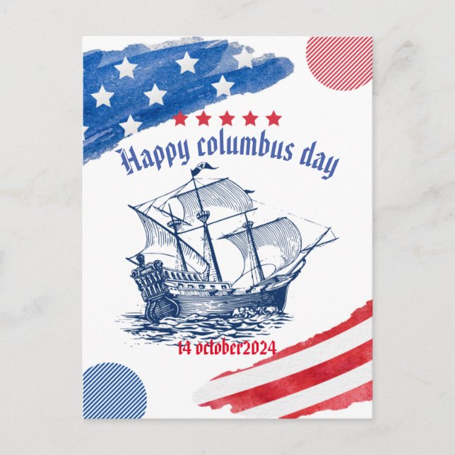 Carte Postale happy columbus day usa 14 octobre (Devant)